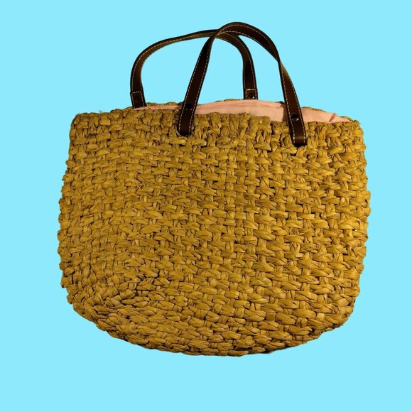 Amanda Smith Straw Purse Pink Flowers Lined - Picture 2 of 6